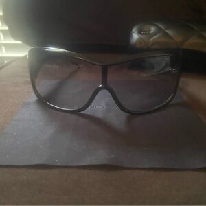 Authentic vintage PRADA Glossy Black Eyewear sunglasses used